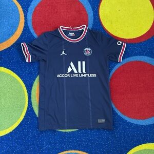 Jordan Kids Navy PSG Soccer Jersey with White & Red Trim